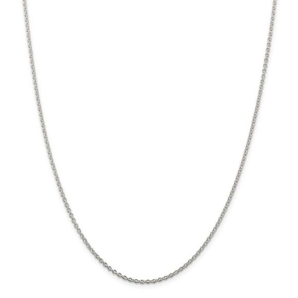2mm Sterling Silver Classic Solid Cable Chain Necklace, 16 Inch - Picture 3 of 8